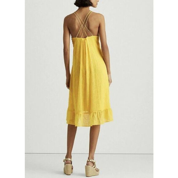 Lauren Ralph Lauren Womens Sz 4P Lemon Rind Eyelet Sleeveless Shift Dress $135 - Picture 2 of 11
